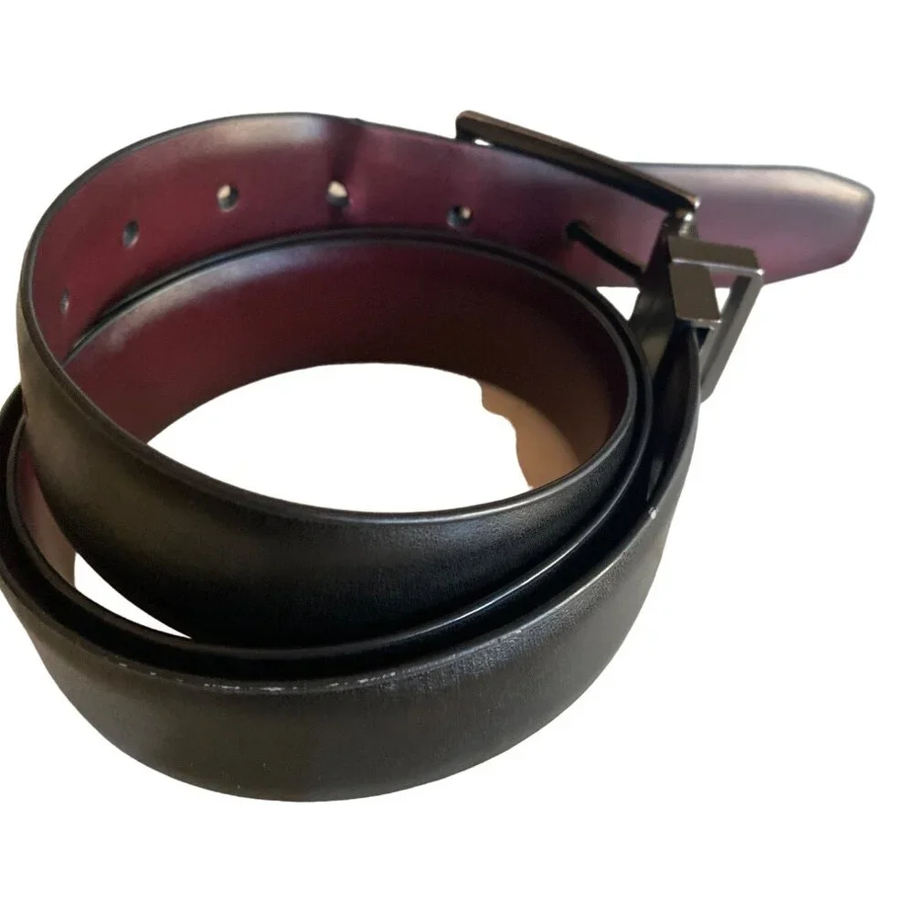 Kenneth Cole Reaction Black‎ Brown Reversible Leather Belt Size 38